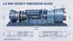 4.5 MW gas turbine generator set dimension guide, skid base, access hatches, inlet and outlet layout, 25,000 maintenance hours